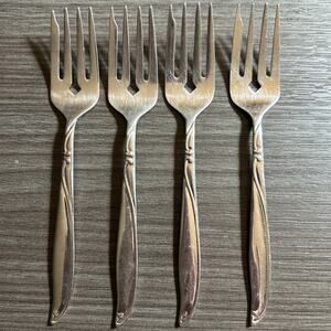 Hull Riptide 4 Dessert Forks Vintage Stainless Steel Flatware Korea Dorzel